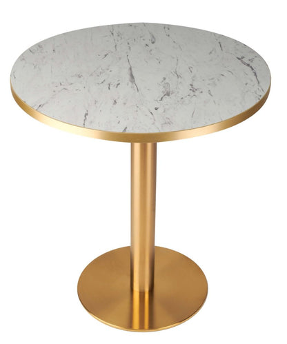 White Marble Effect - Gold Effect Laminate Restaurant Table Top - 25mm