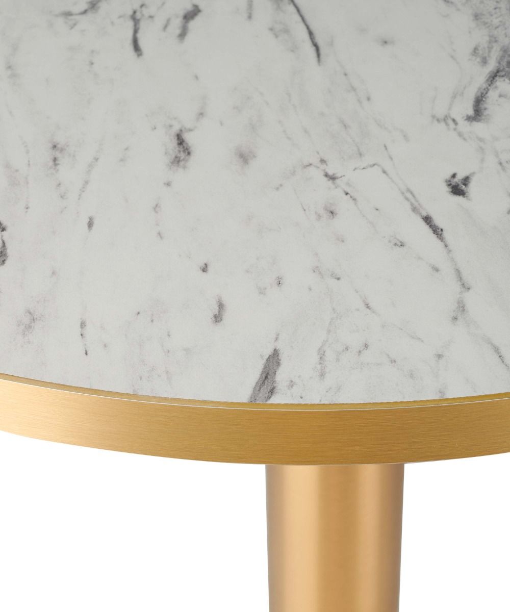 White Marble Effect - Gold Effect Laminate Restaurant Table Top - 25mm