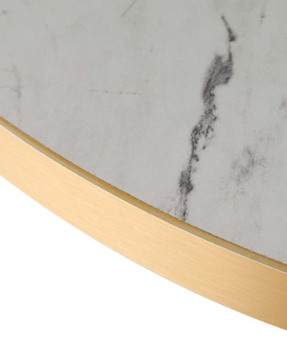 White Marble Effect - Gold Effect Laminate Restaurant Table Top - 25mm