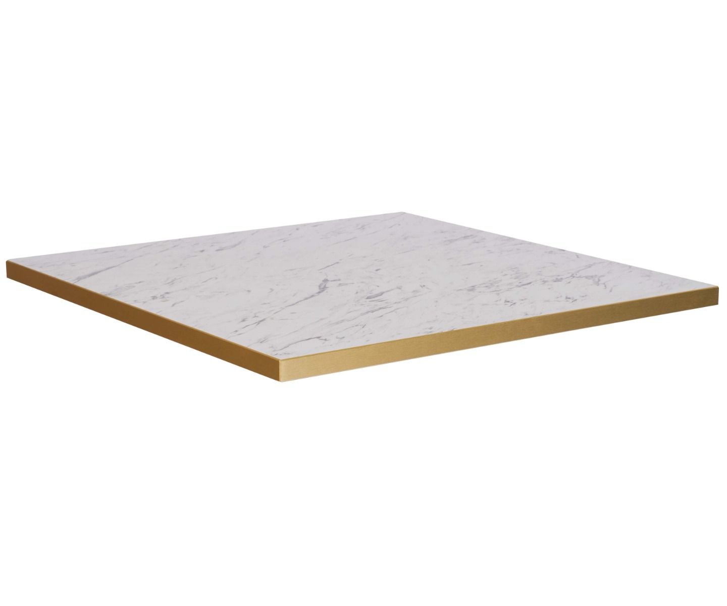 White Marble Effect - Gold Effect Laminate Restaurant Table Top - 25mm