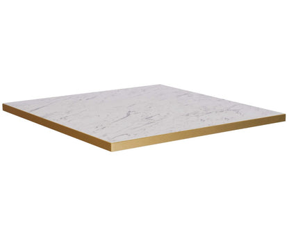 White Marble Effect - Gold Effect Laminate Restaurant Table Top - 25mm