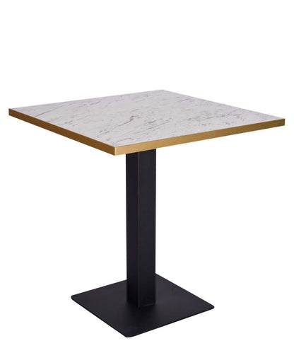 White Marble Effect - Gold Effect Laminate Restaurant Table Top - 25mm